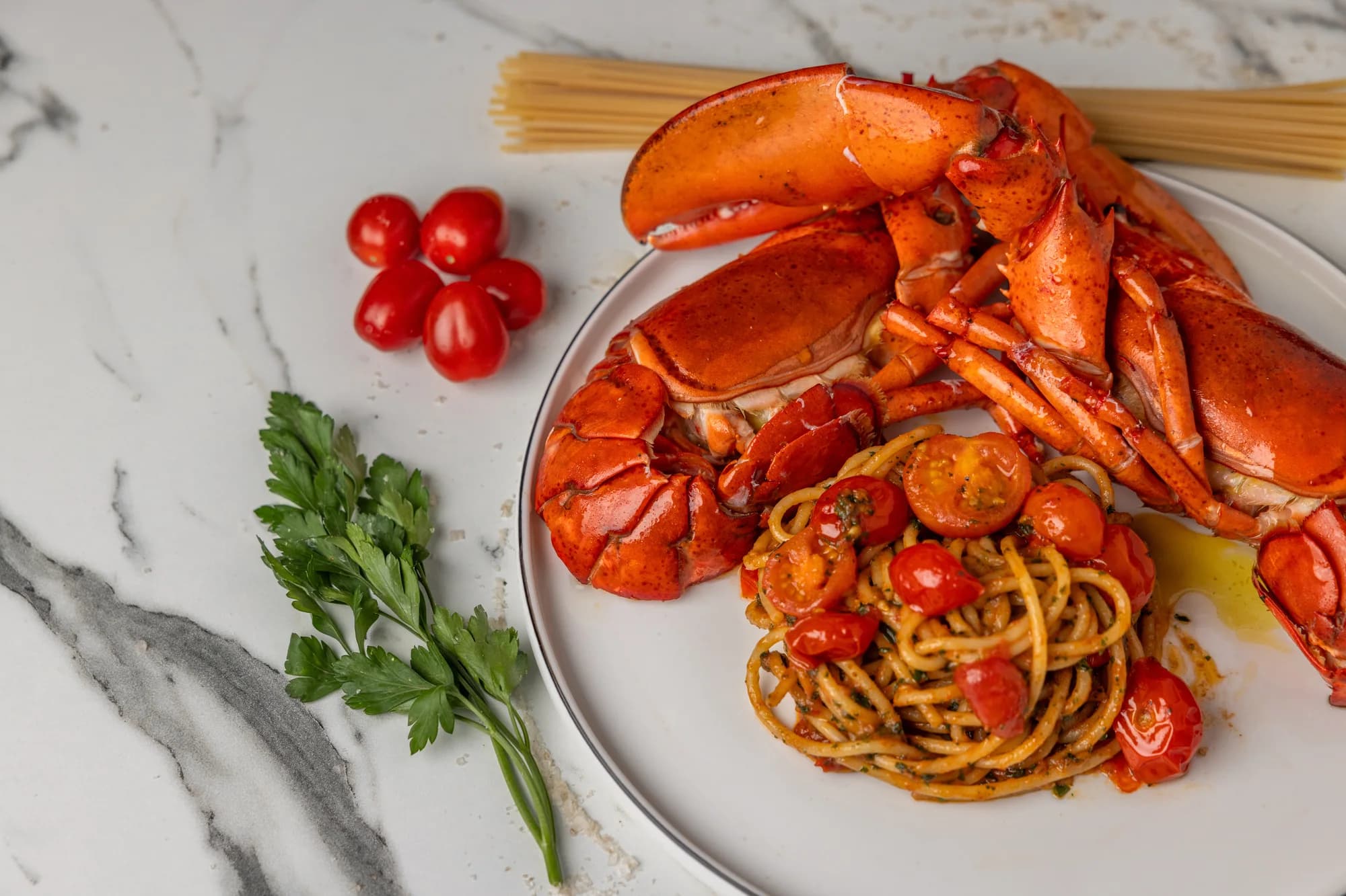 Lobster with spaghetti at Augusto Wine & Dine